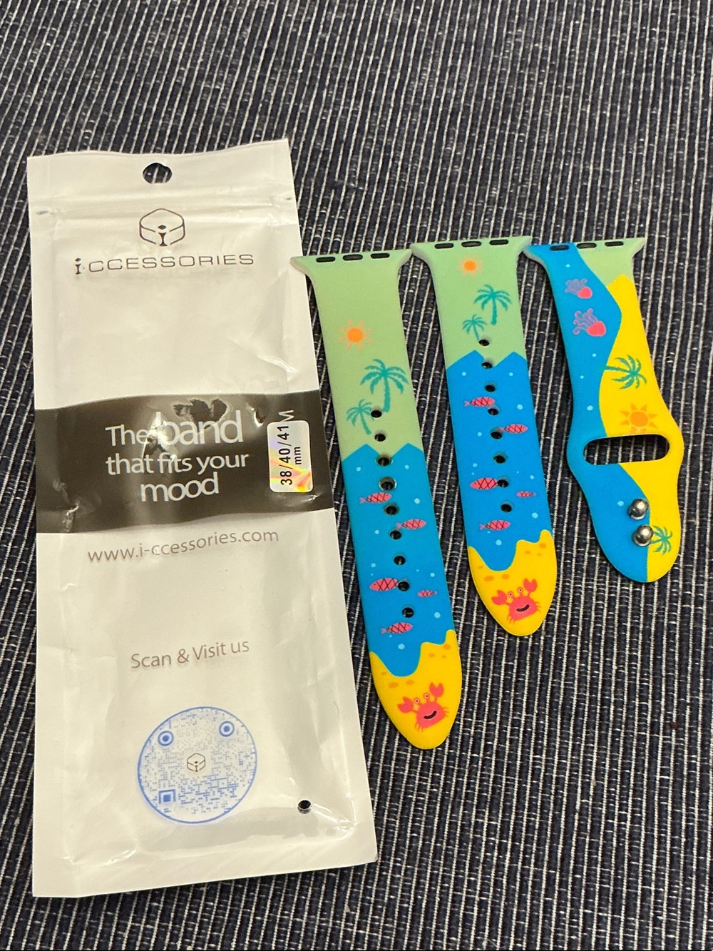 Apple Tropical Blue & Yellow Silicone Watch Band for Women